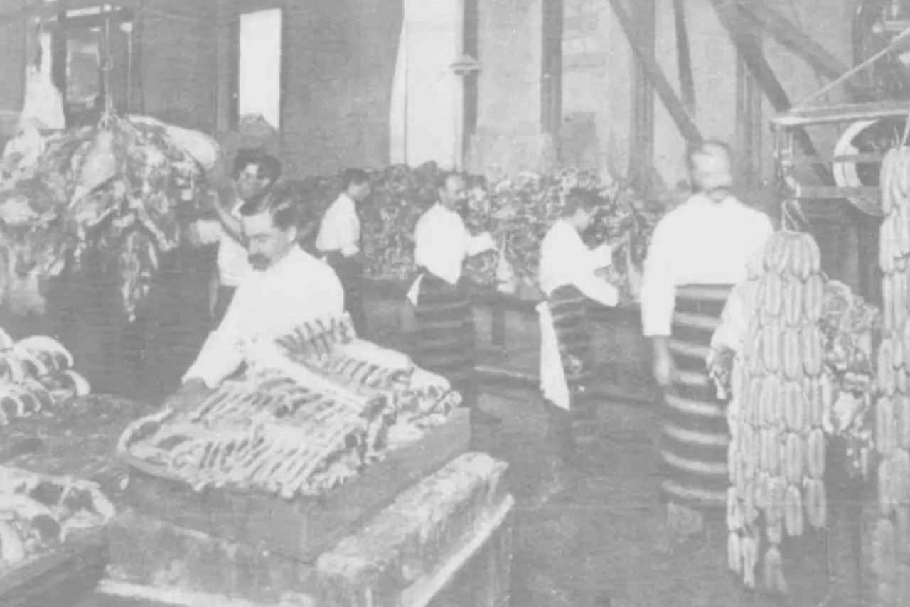 Photograph of a meat packing plant