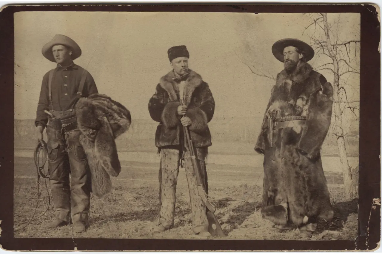 Theodore Roosevelt with two friends