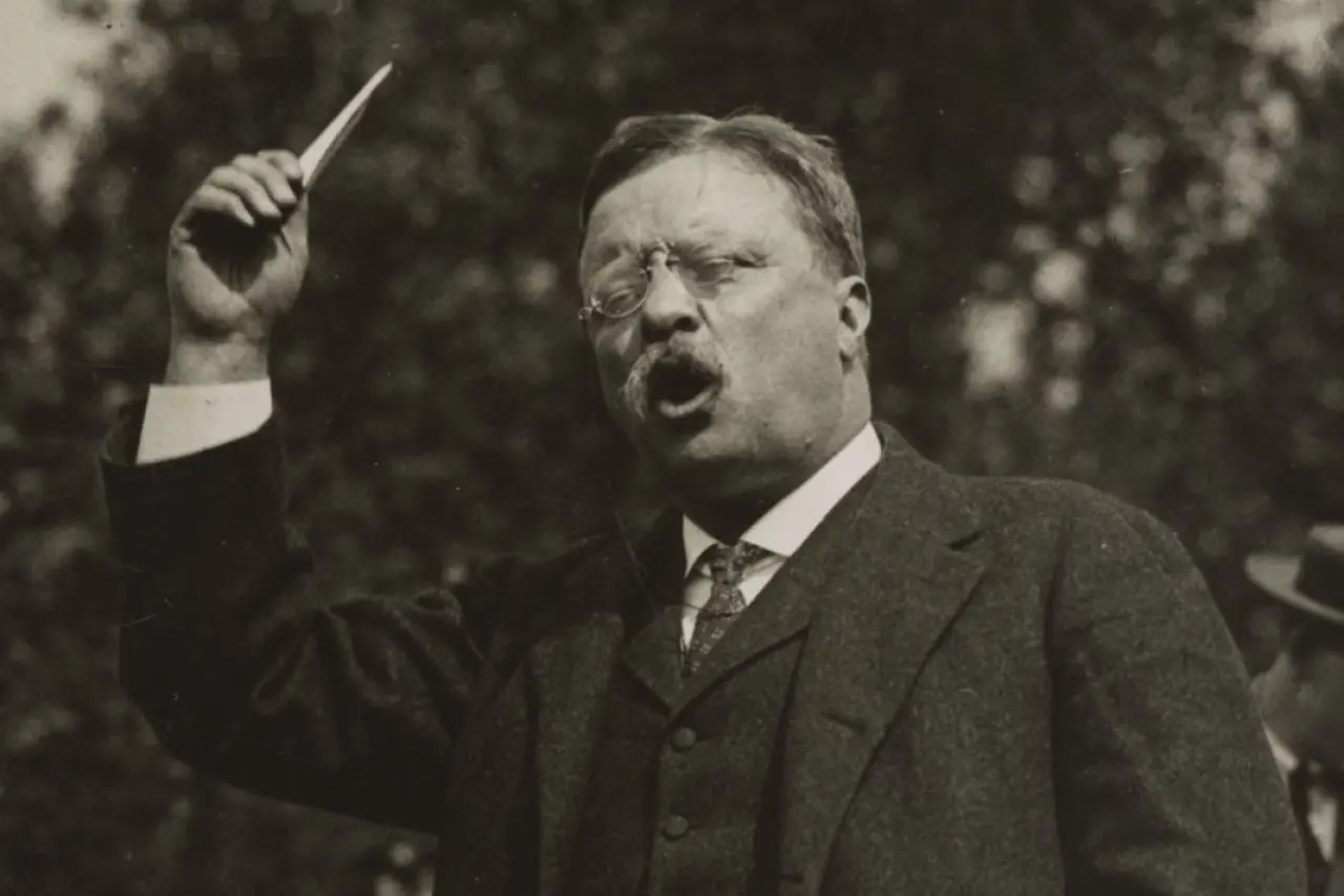 Photograph of Theodore Roosevelt speaking