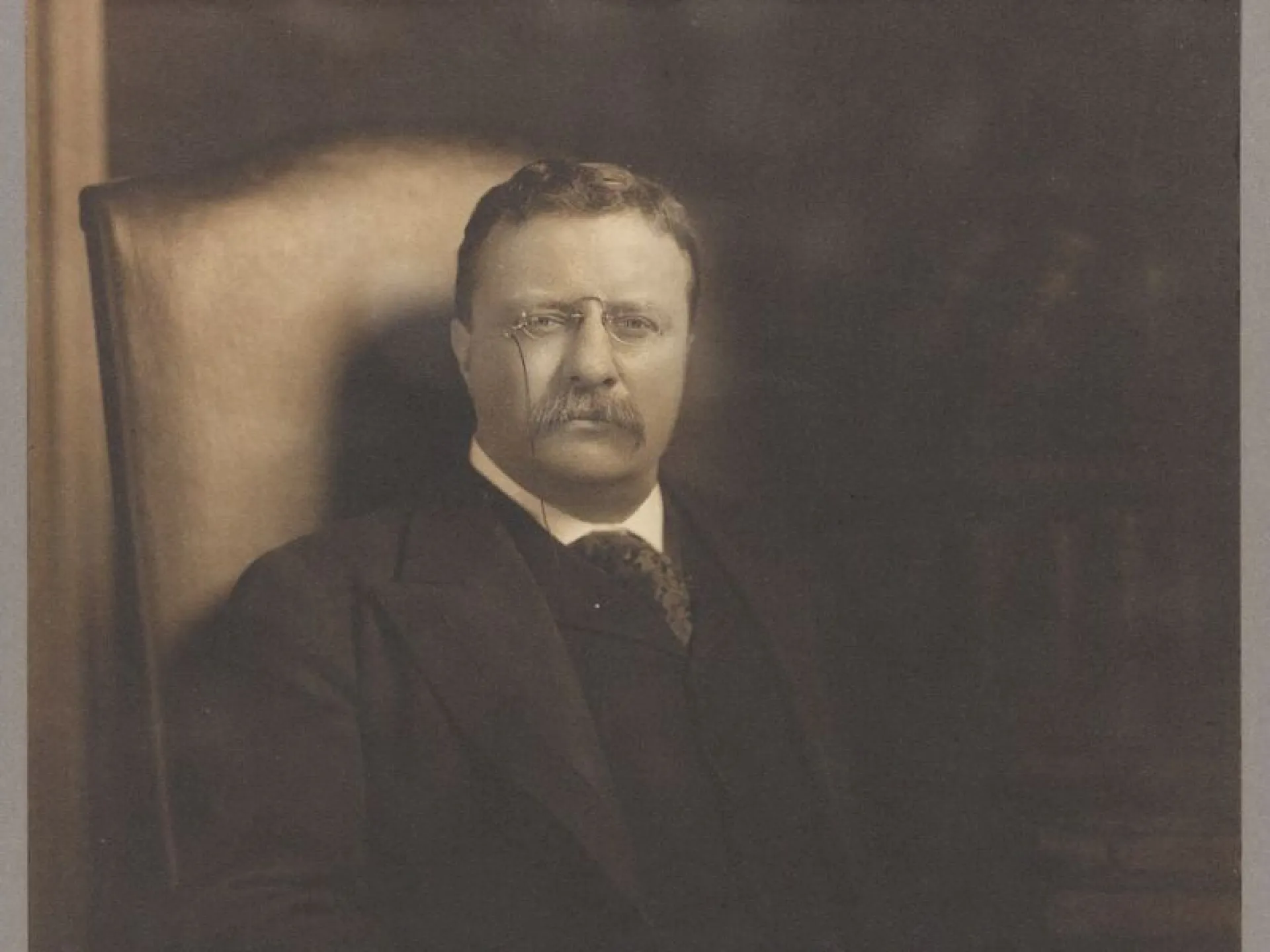 Formal seated studio portrait of Theodore Roosevelt, 1905.