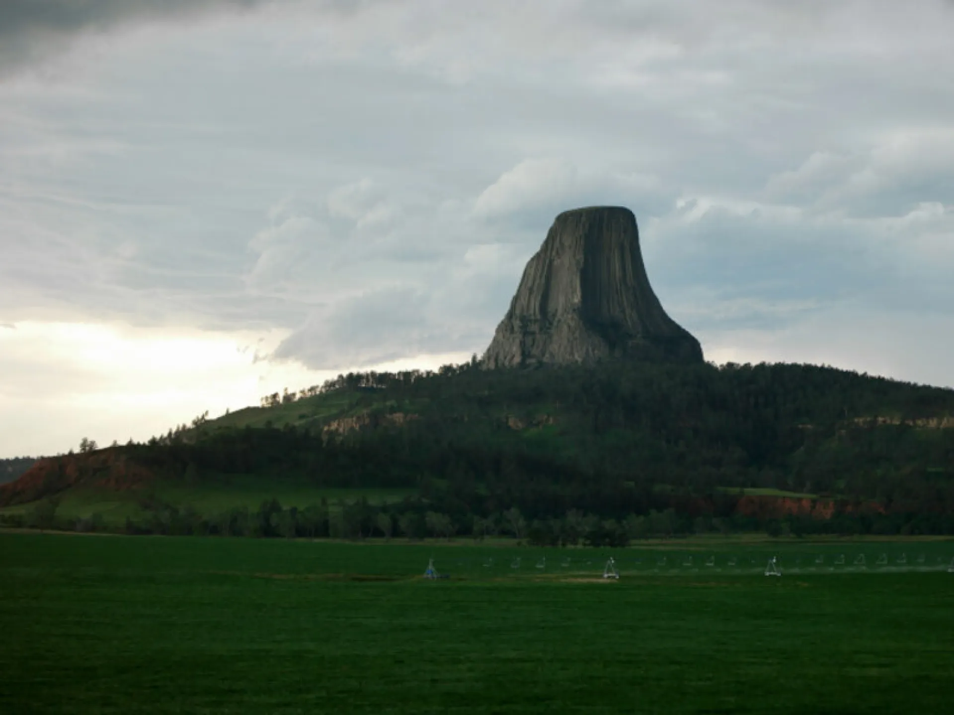 Devils Tower rising above the Wyoming plains