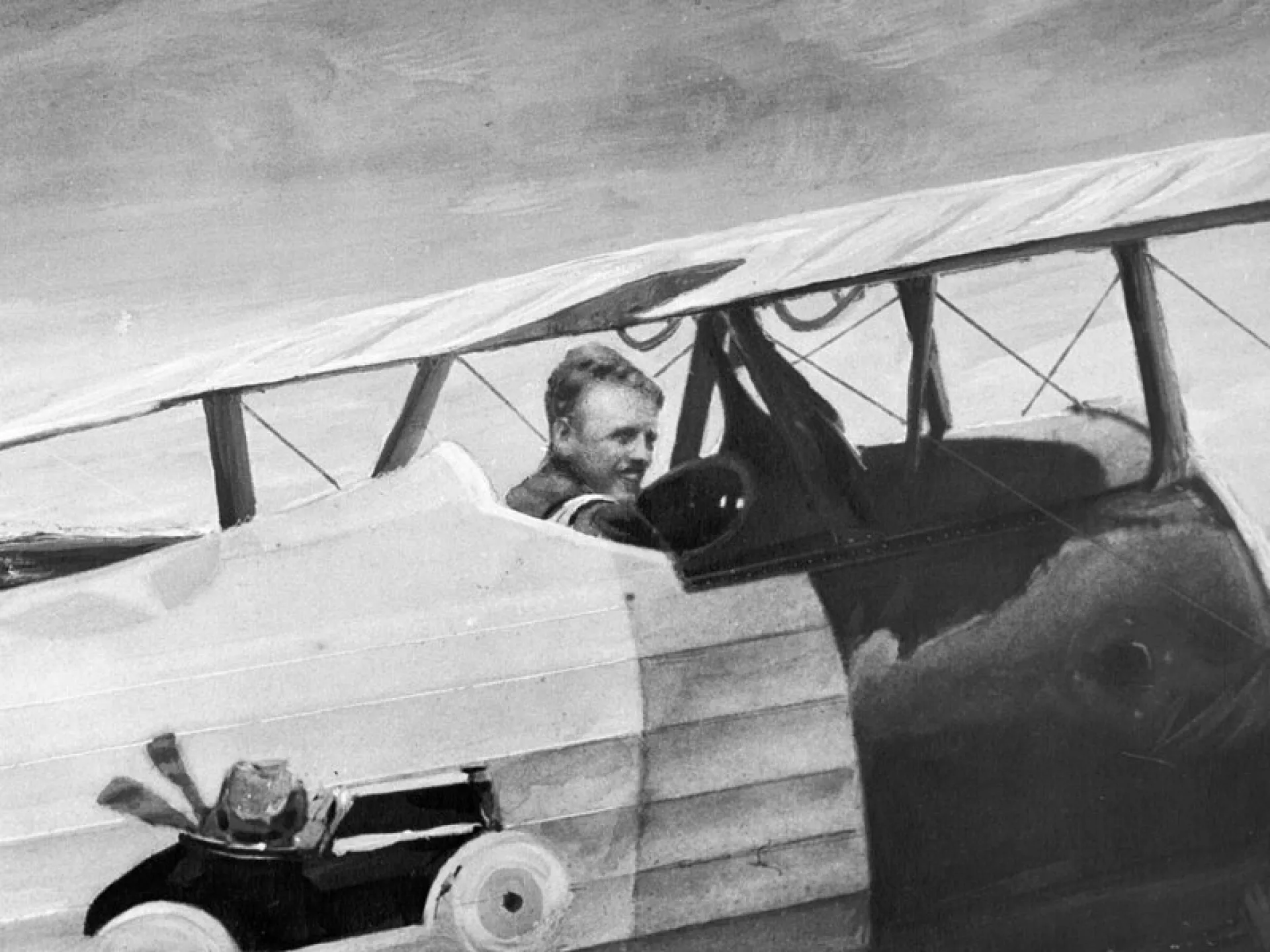 Quentin Roosevelt in the cockpit of a Nieuport trainer
