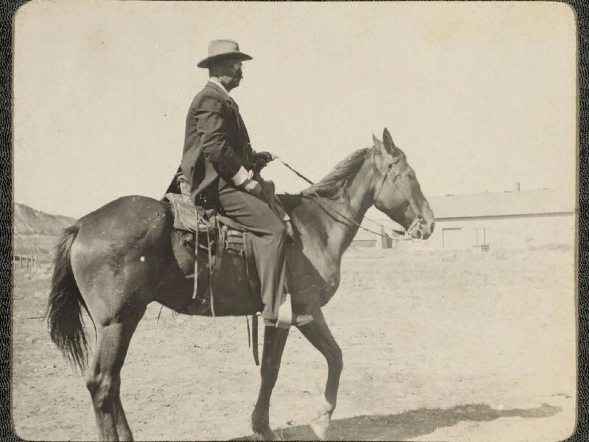 Theodore Roosevelt on horseback in riding attire