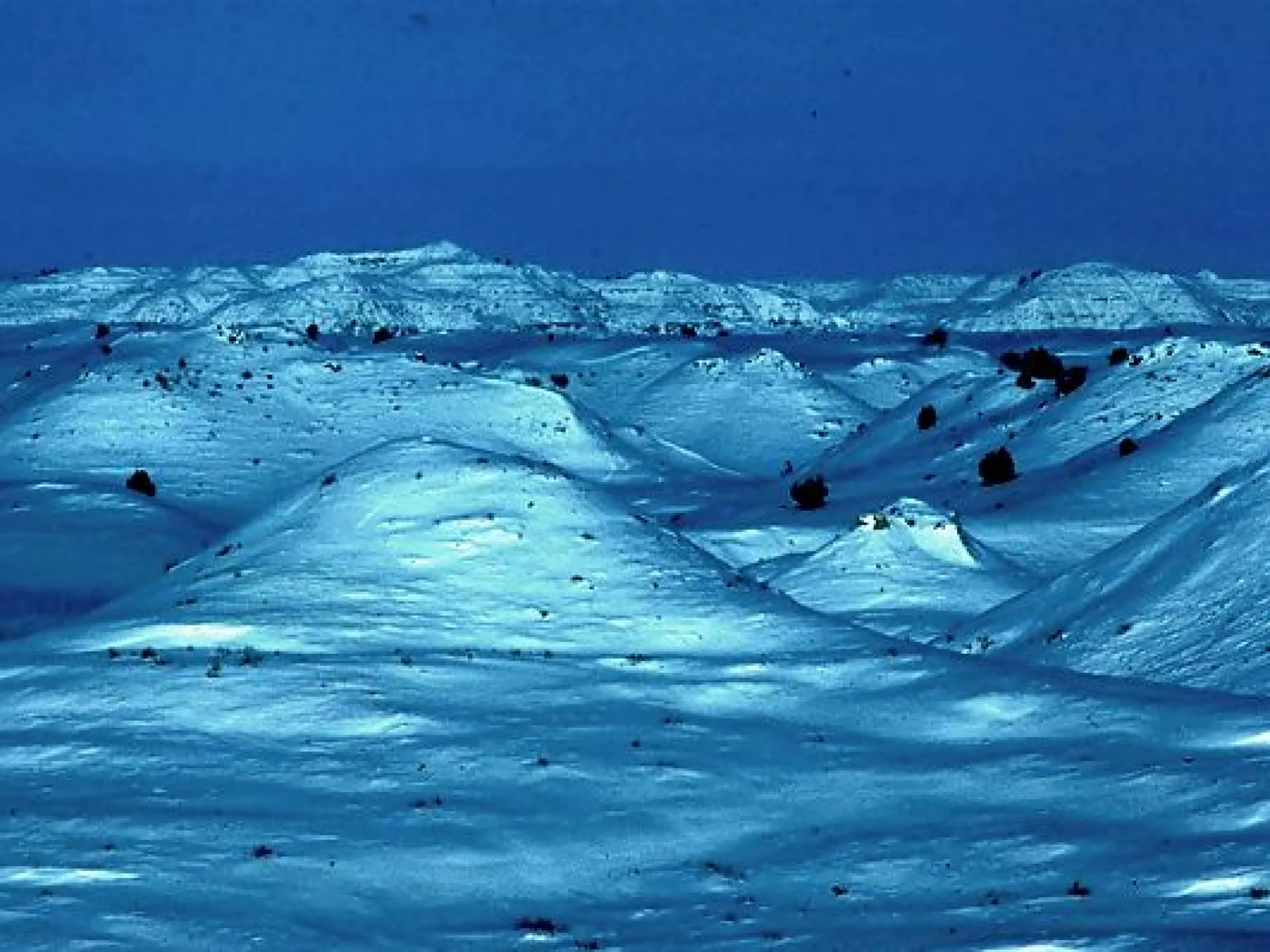 The Badlands buried in deep winter snow