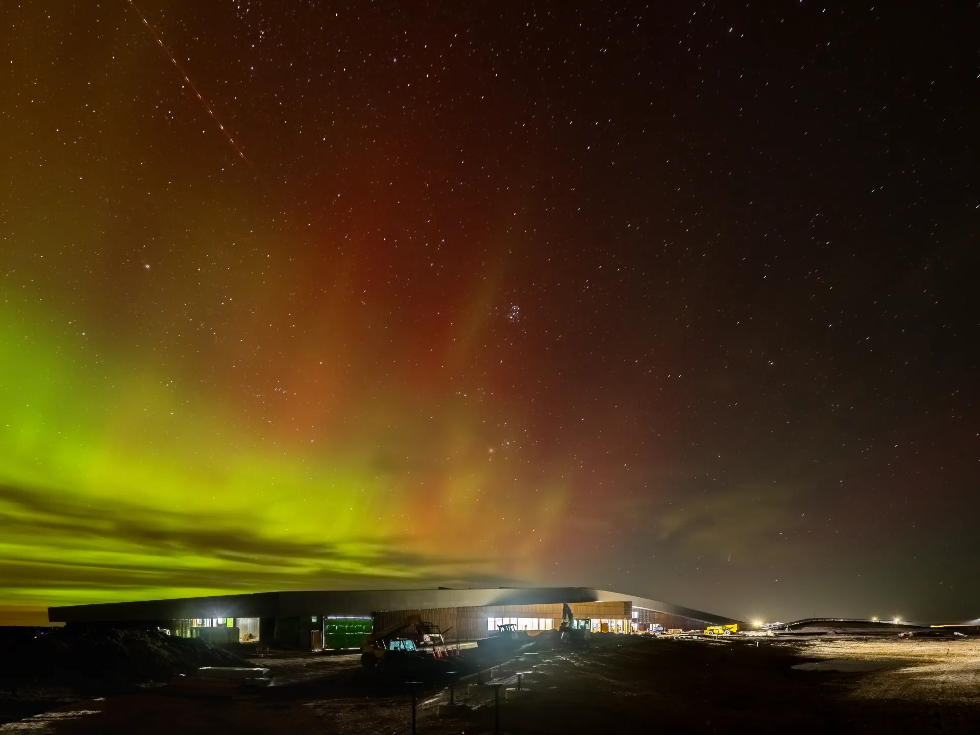 Northern Lights during the Library's Construction