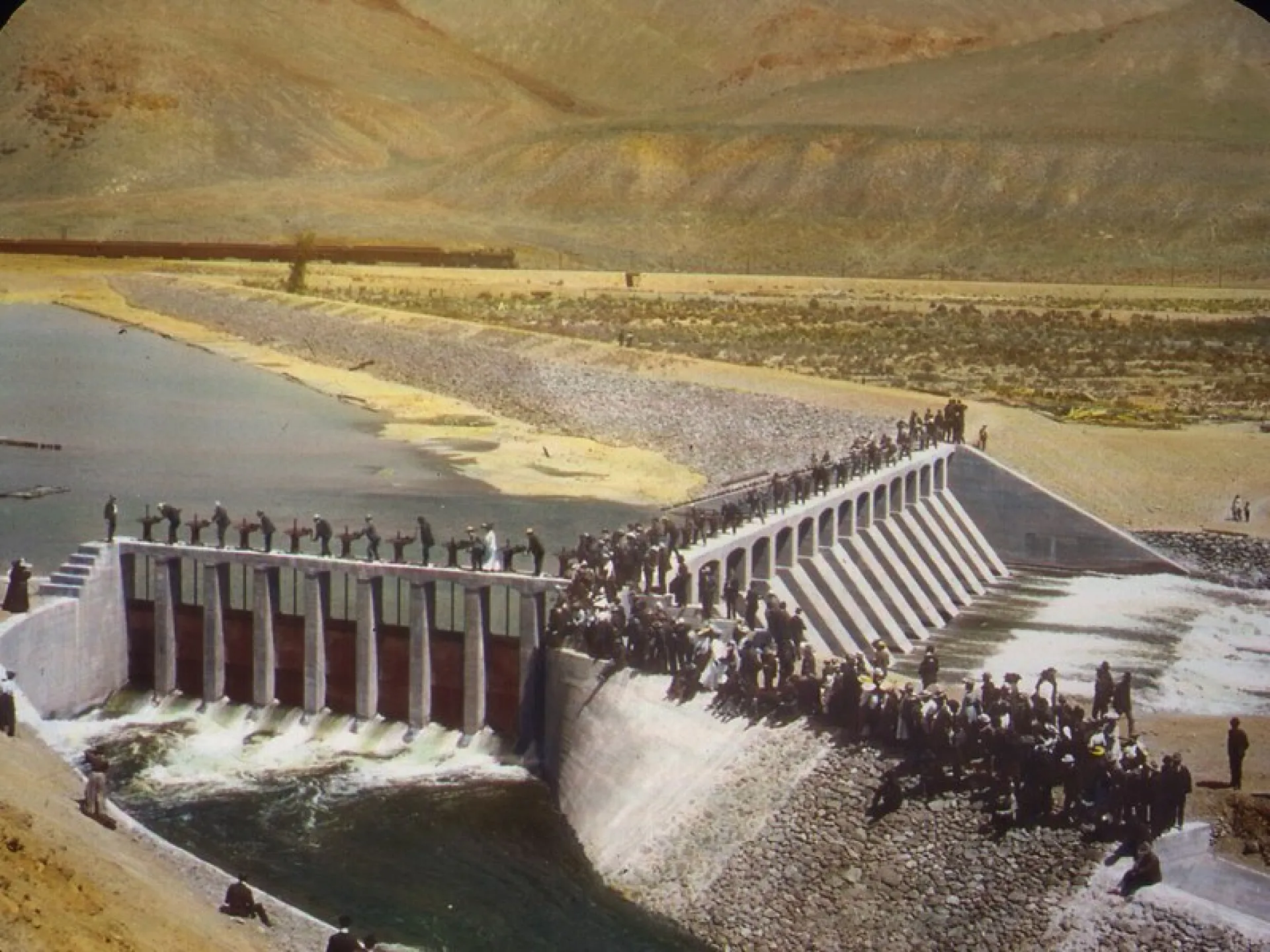 Derby Dam diverting the Truckee River into an irrigation canal across arid Nevada desert land