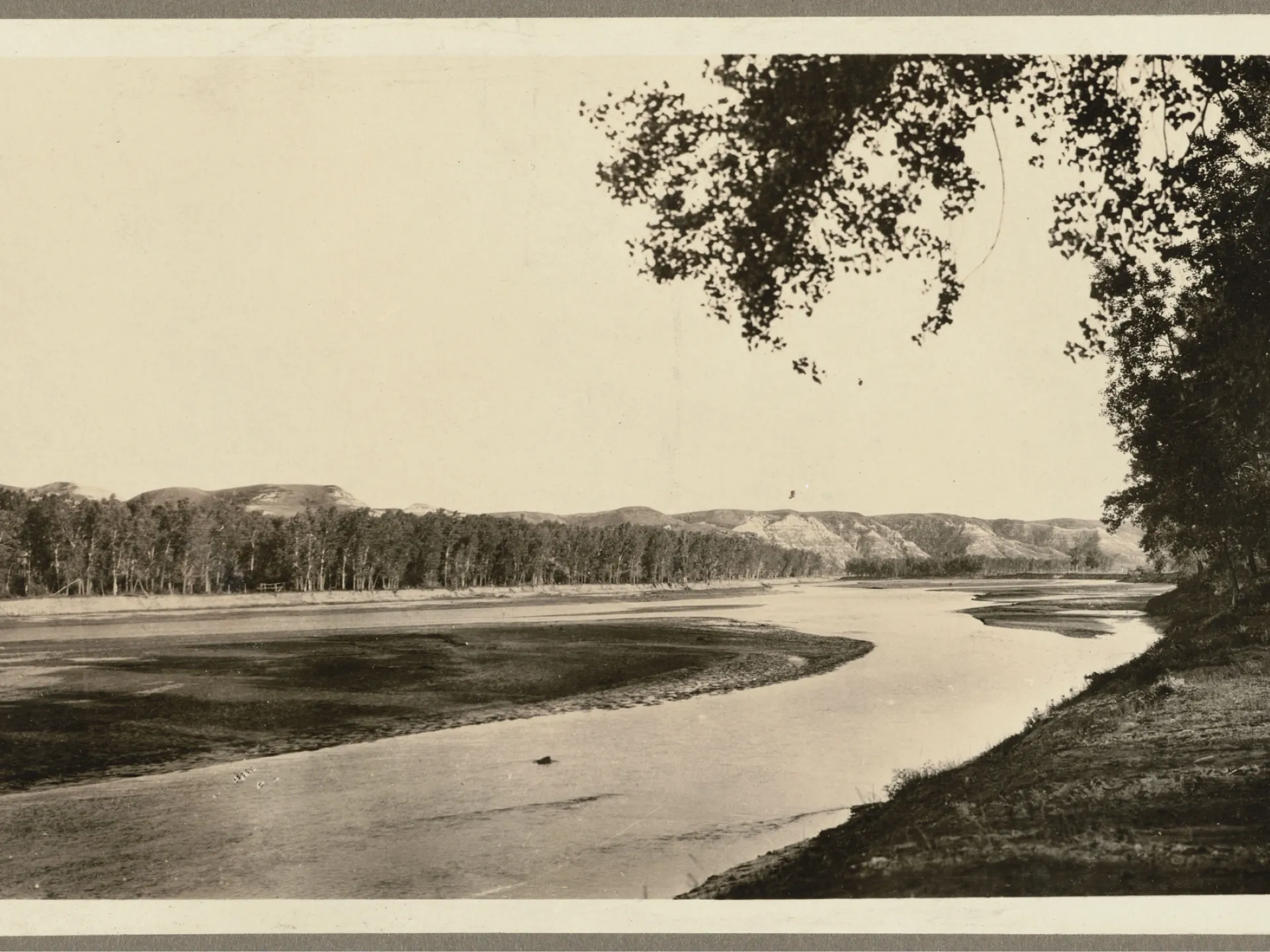 Historic photograph of the Little Missouri River at the Elkhorn Ranch
