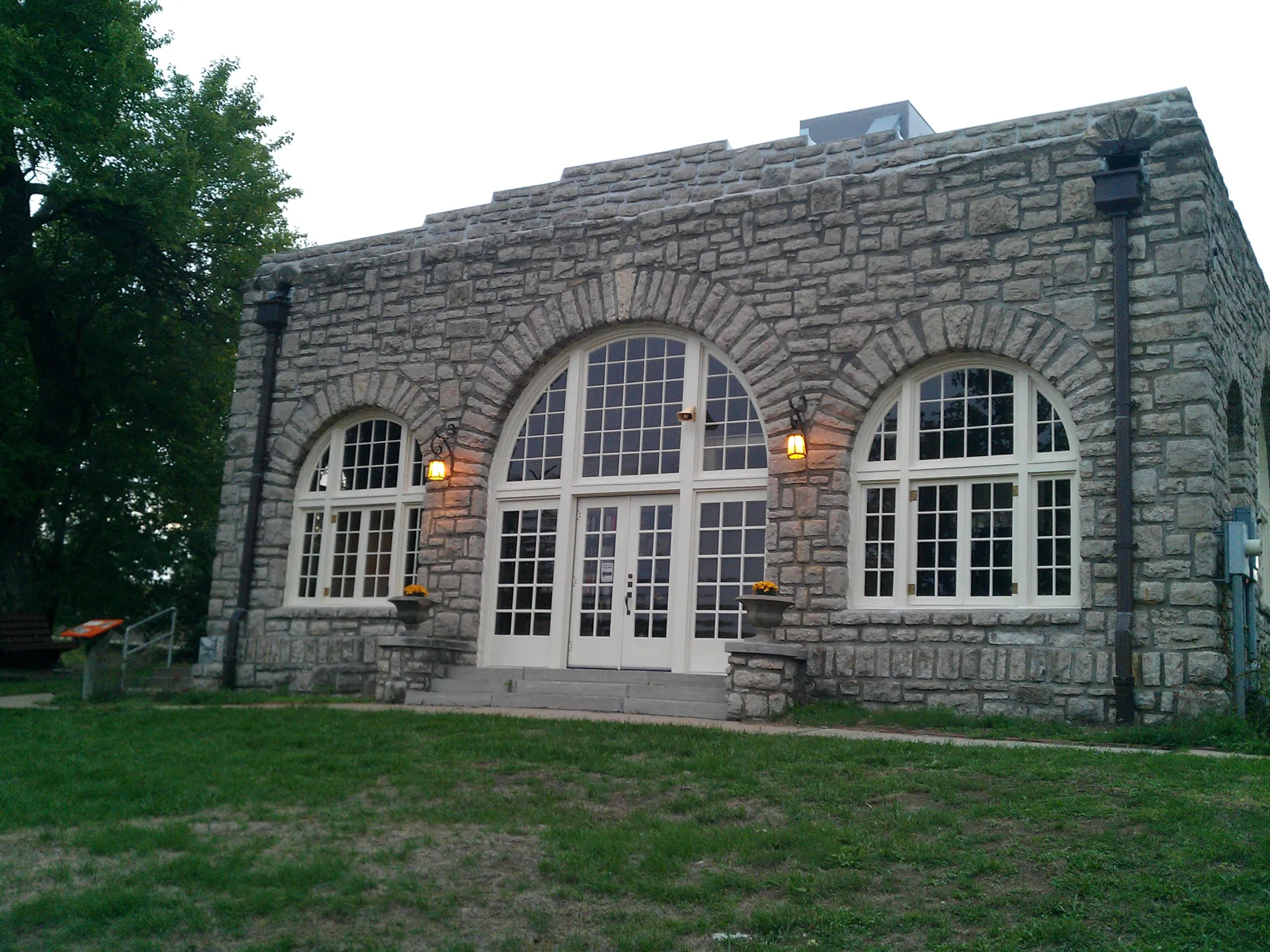 A stone pergola sheltering John Brown's cabin in Osawatomie