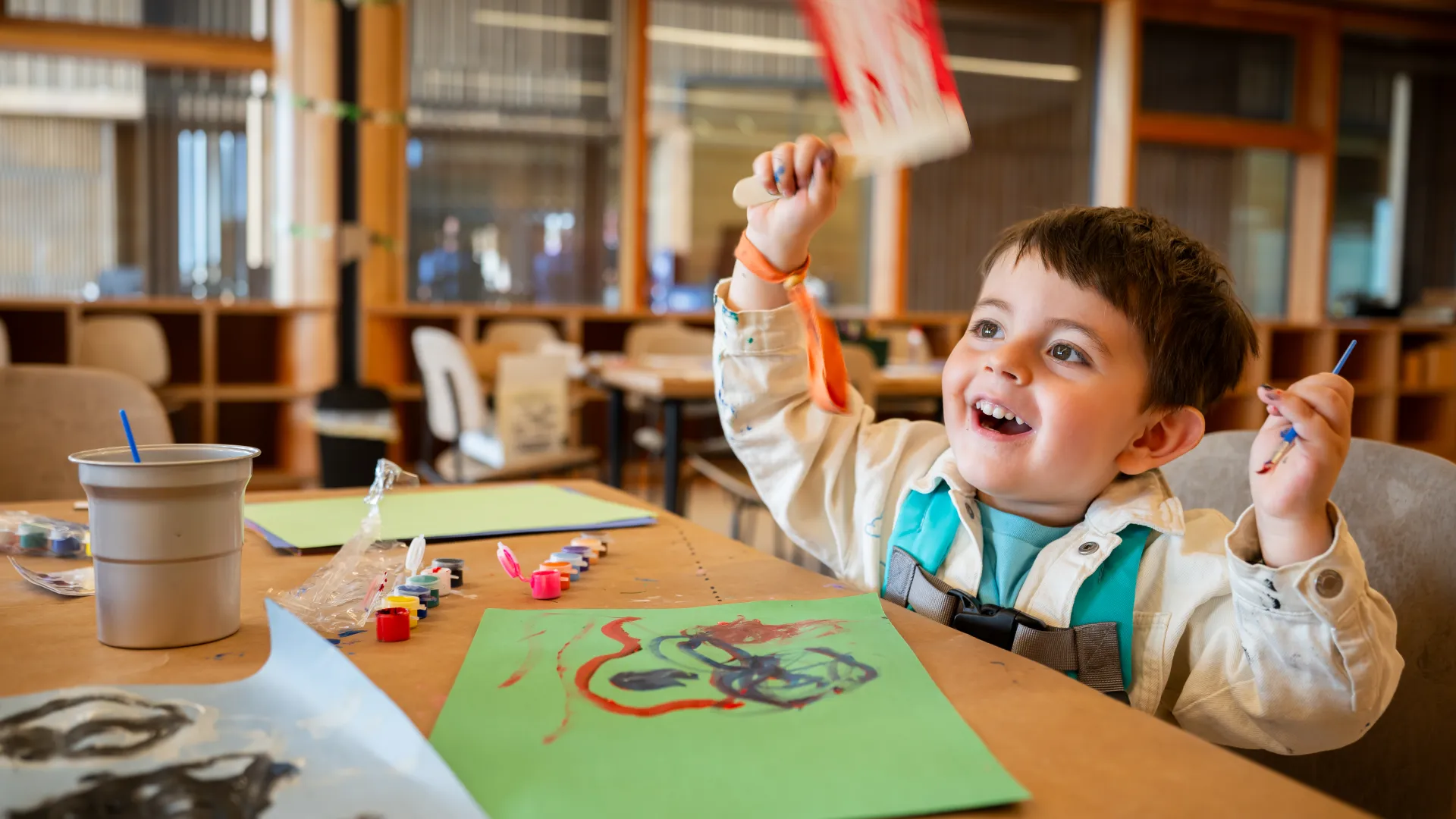 A child enjoying a craft activity at the Theodore Roosevelt Presidential Library