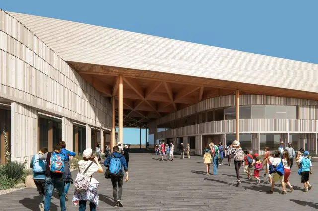 Kids approaching Library