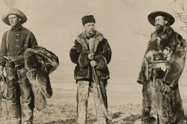 Wilmot Dow, Theodore Roosevelt, and Bill Sewall at the Elkhorn Ranch