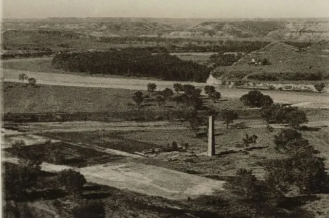 The ruins and brick smokestack of the Marquis de Mores's abattoir at Medora