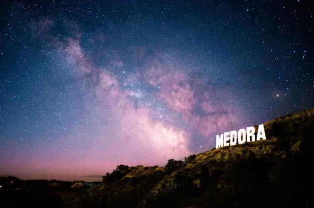 Medora Sign with the night sky