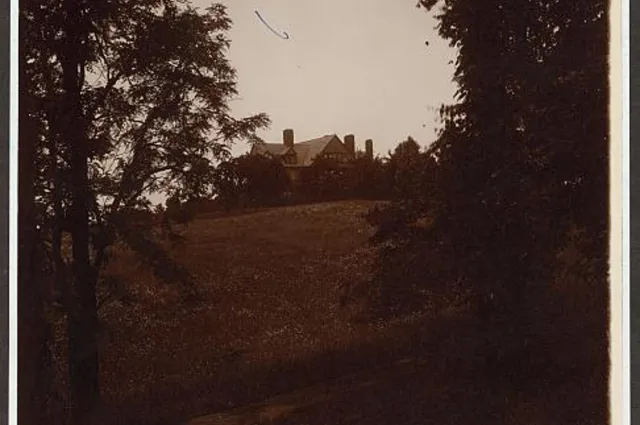 Sagamore Hill, the Roosevelt home in Oyster Bay, New York, seen across its lawn