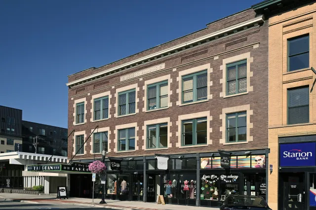 Restored brick buildings in downtown Fargo