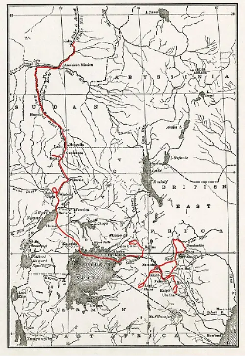 Map of the Smithsonian Roosevelt expedition to Africa