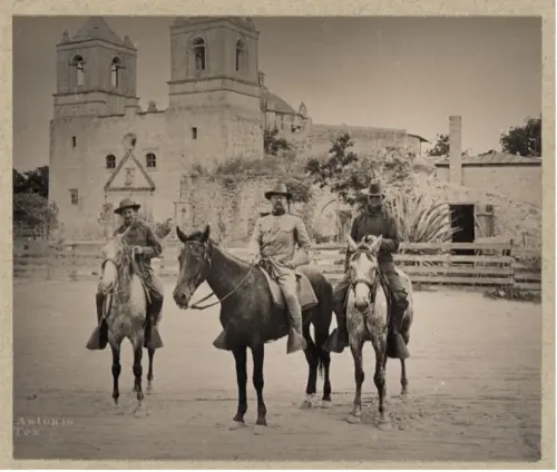 Photograph of Theodore Roosevelt with other Rough Riders