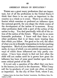 First page of speech to Iowa State Teachers' Association in 1910