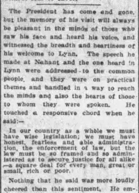 Newspaper article that references Theodore Roosevelt's square deal