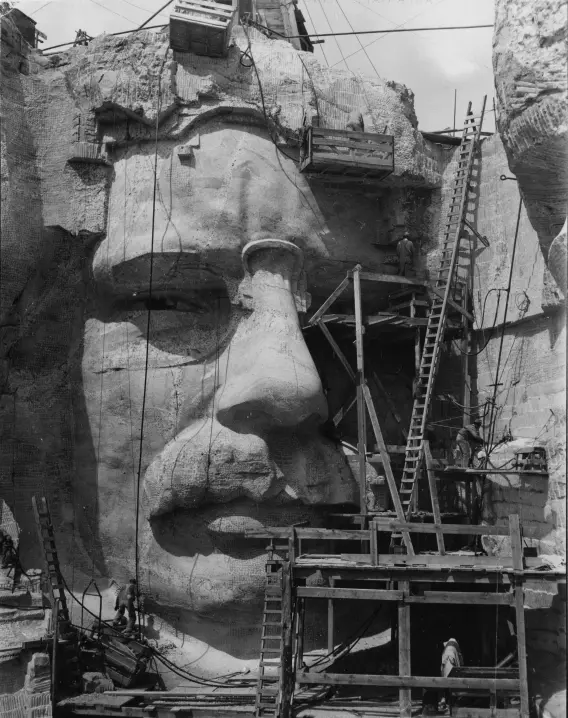Close-up photograph of Theodore Roosevelt's face at Mount Rushmore