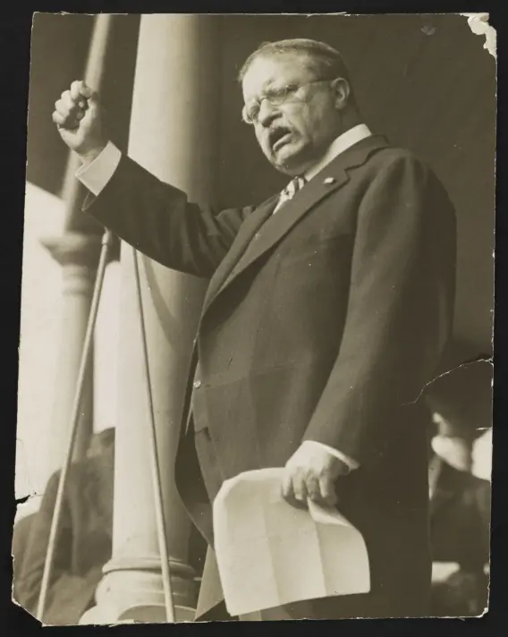 Photograph of Theodore Roosevelt speaking