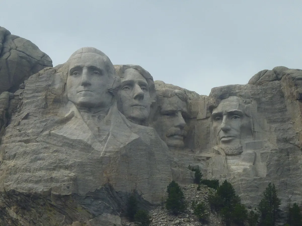 Mount Rushmore National Memorial, with Theodore Roosevelt's carved face among the four presidents