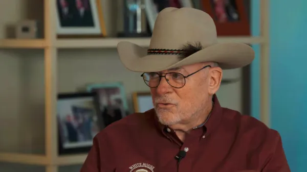 Bill Brockett being interviewed at the Reagan Presidential Library