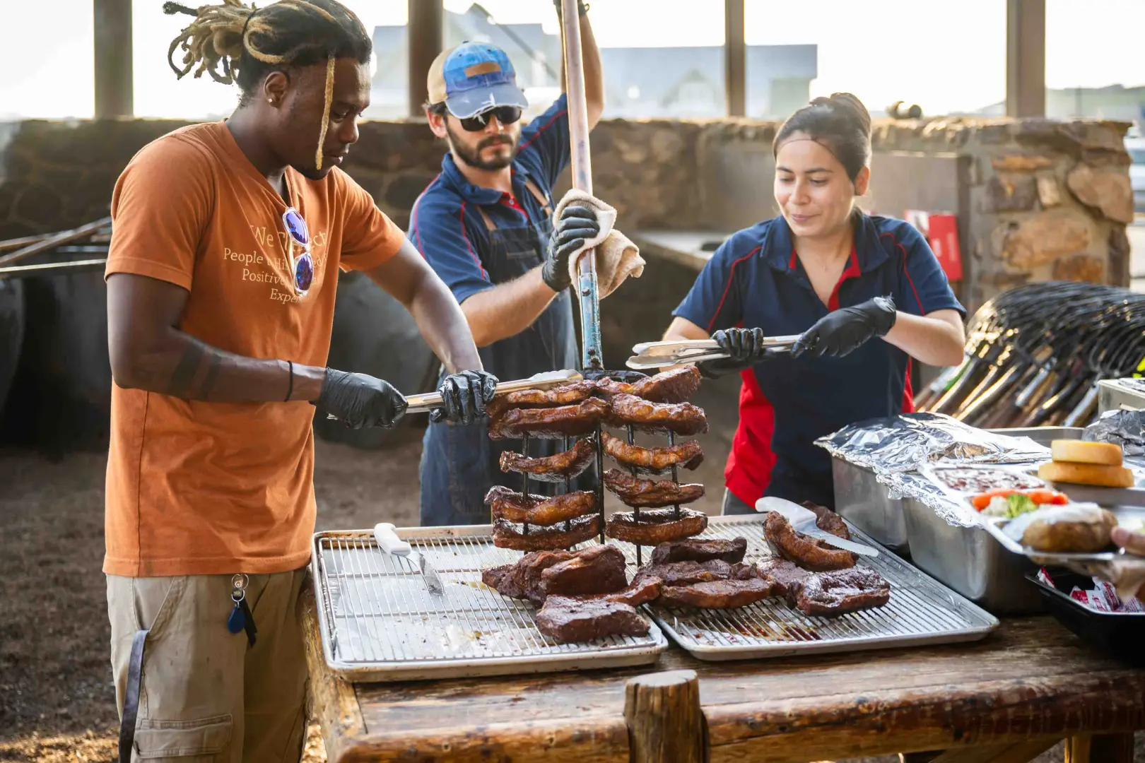 steaks on a pitchfork