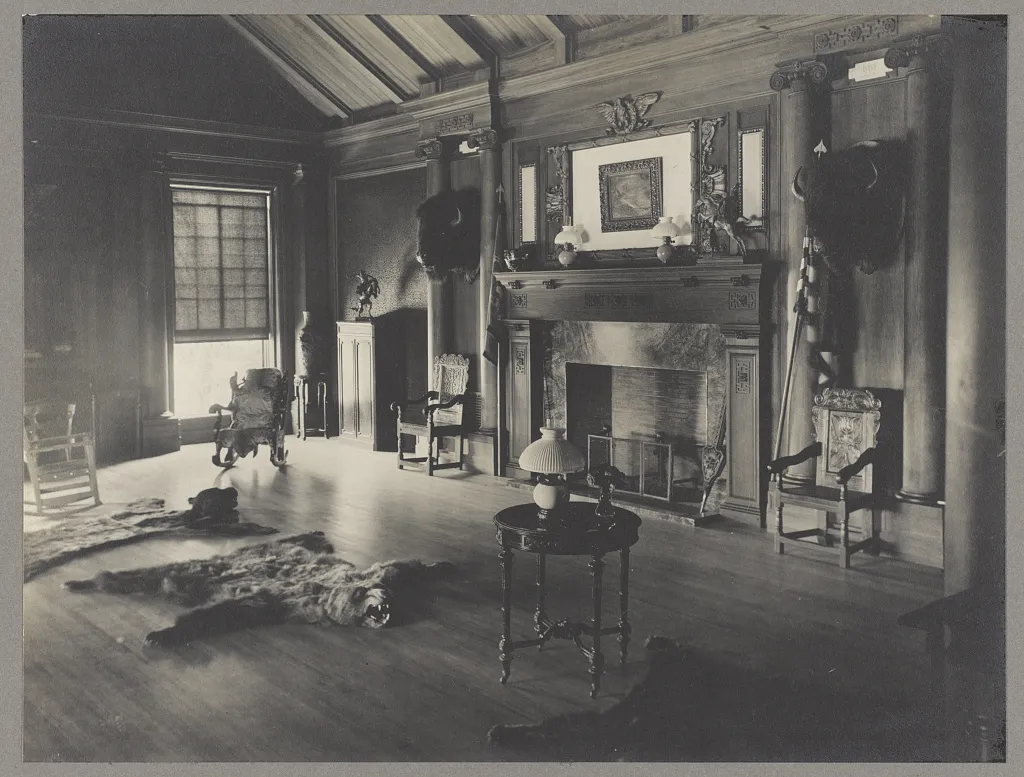 The North Room at Sagamore Hill filled with Theodore Roosevelt's hunting trophies, books, and mementos