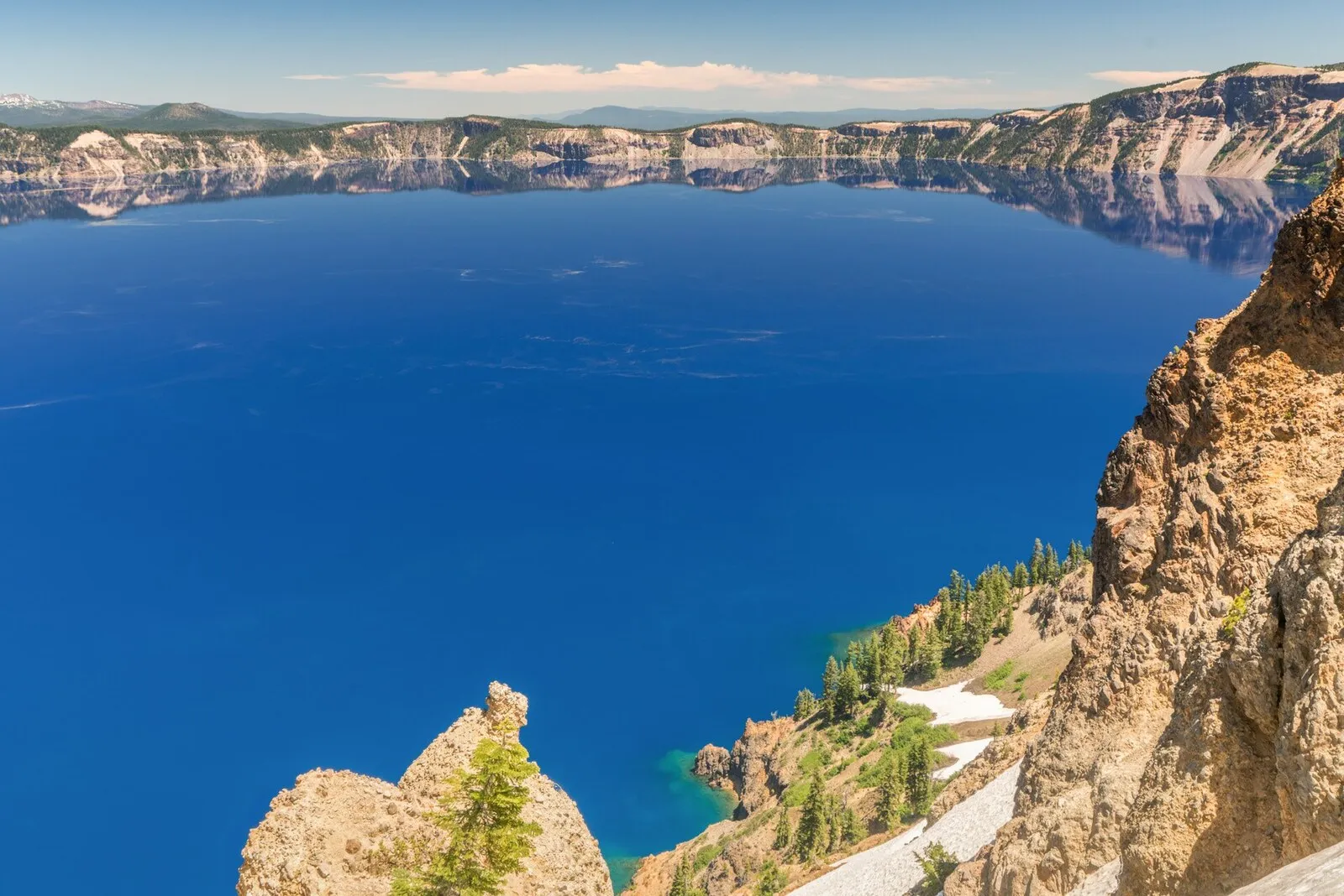 The deep blue caldera lake of Crater Lake National Park, Oregon