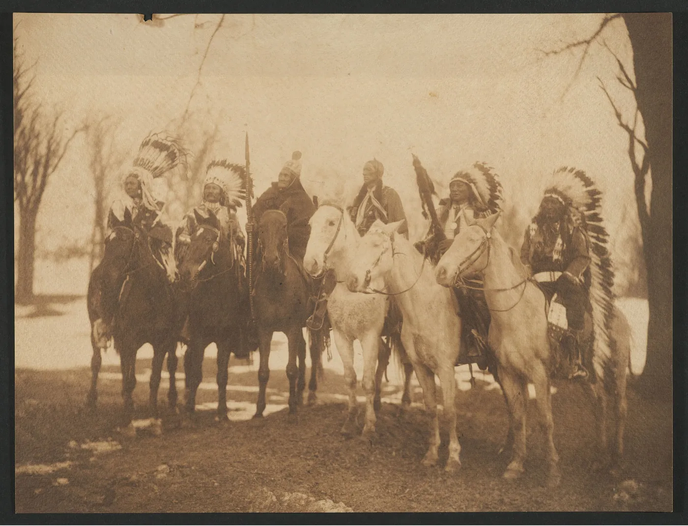 Native American chiefs in regalia on horseback in Theodore Roosevelt’s 1905 inaugural parade