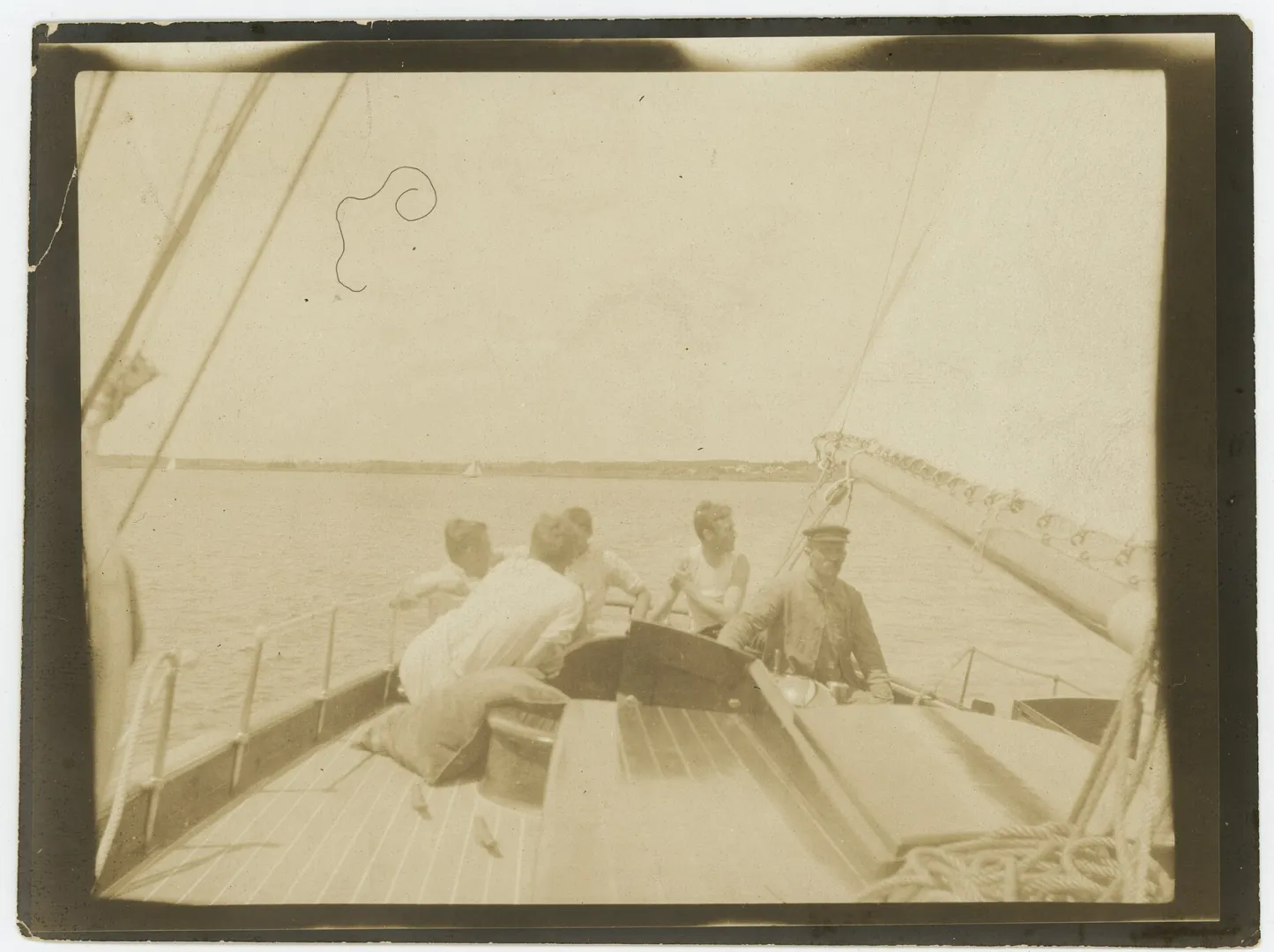 People sailing aboard a yacht at Campobello Island around 1900