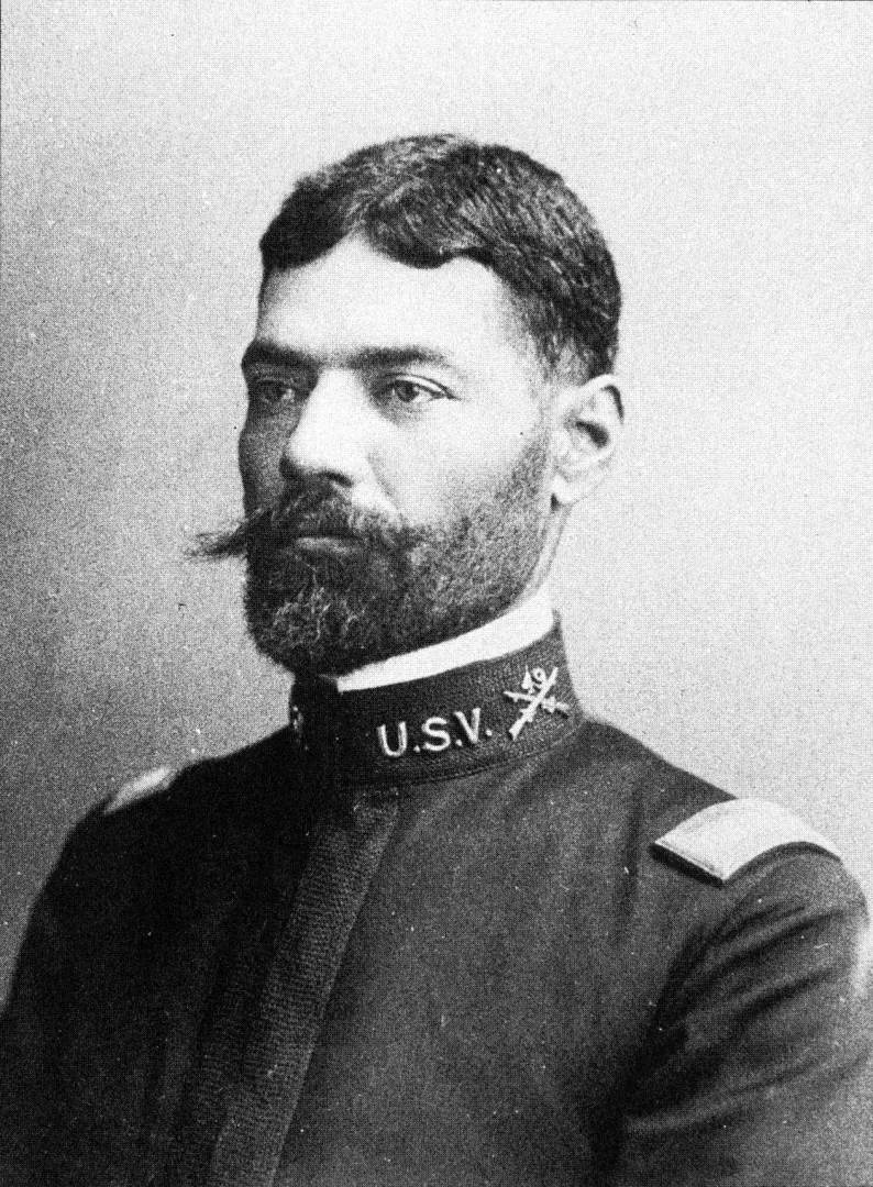 Portrait of Edward L. Baker Jr., a Black U.S. Army officer with a mustache, in uniform