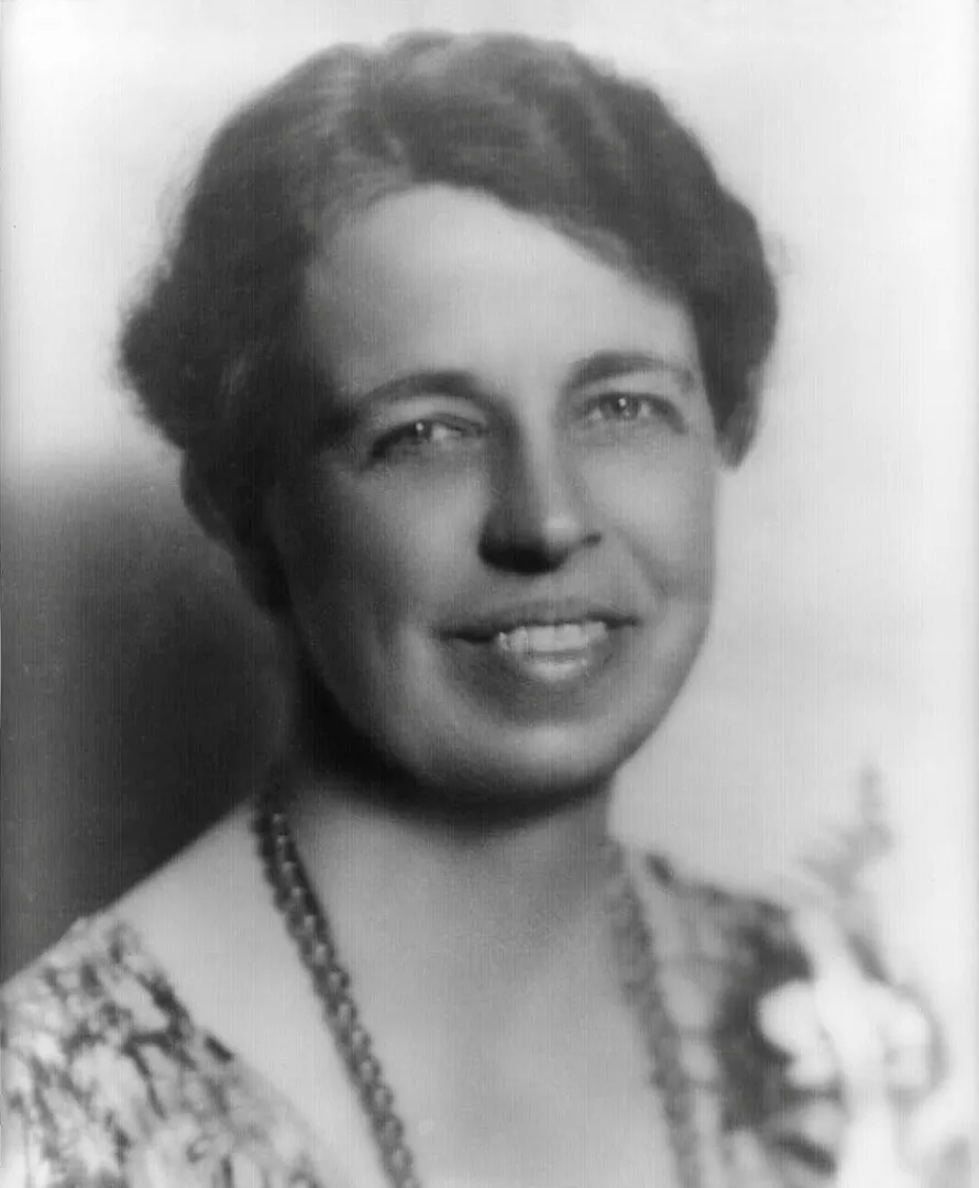 Portrait of Eleanor Roosevelt wearing a pearl necklace, 1933