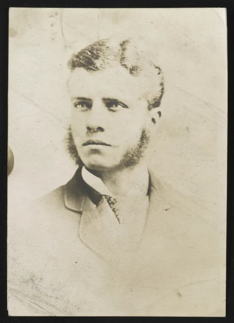 Young Theodore Roosevelt in a formal portrait as a Harvard College student in the early 1880s