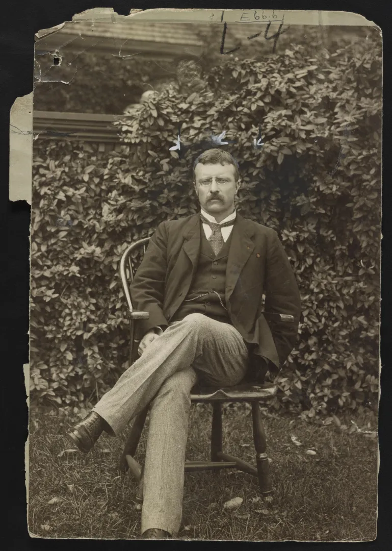 Seated studio portrait of Theodore Roosevelt around 1901 when he became vice president