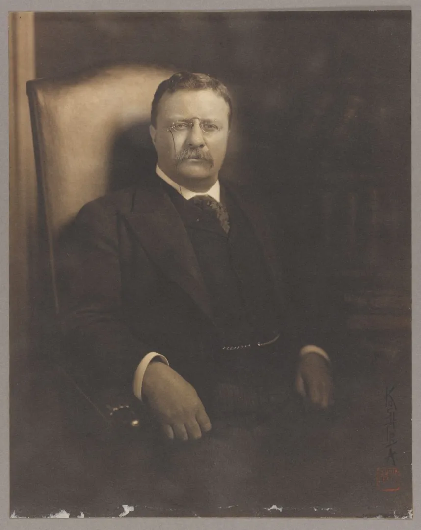 Formal seated studio portrait of Theodore Roosevelt, 1905.