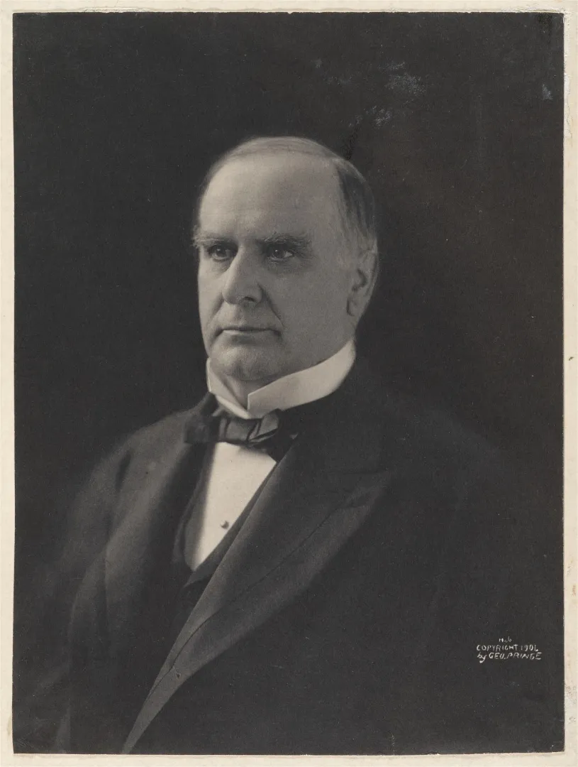 Formal seated portrait of President William McKinley