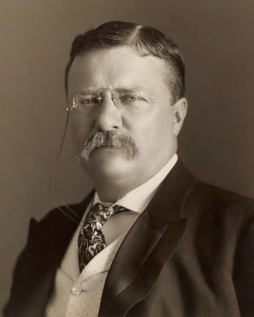 Formal bust portrait of President Theodore Roosevelt