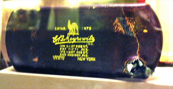 Roosevelt's steel eyeglasses case, dented by the assassin's bullet