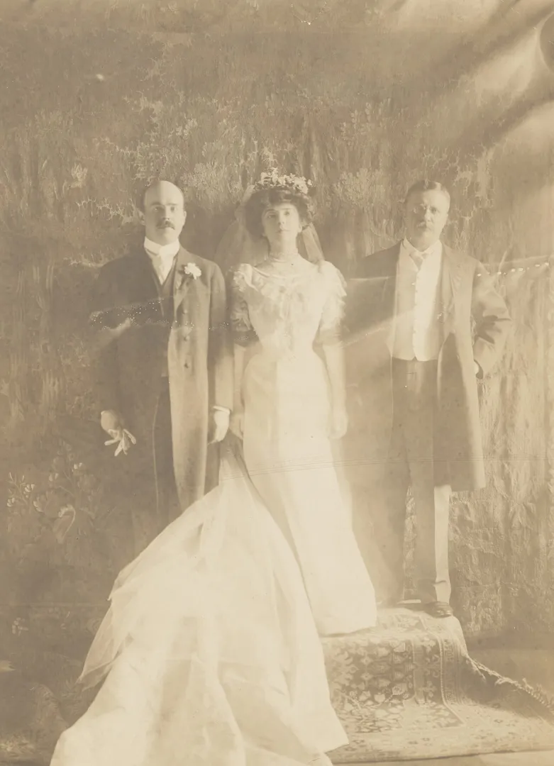 Theodore Roosevelt, Alice, and Nicholas Longworth at Alice's 1906 wedding