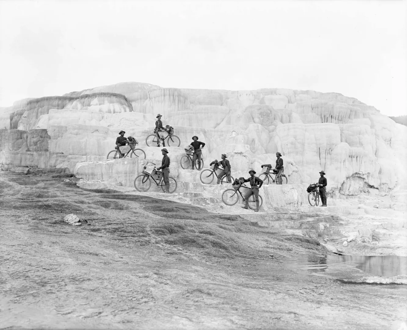 Soldiers of the 25th Infantry Bicycle Corps at Yellowstone, 1896