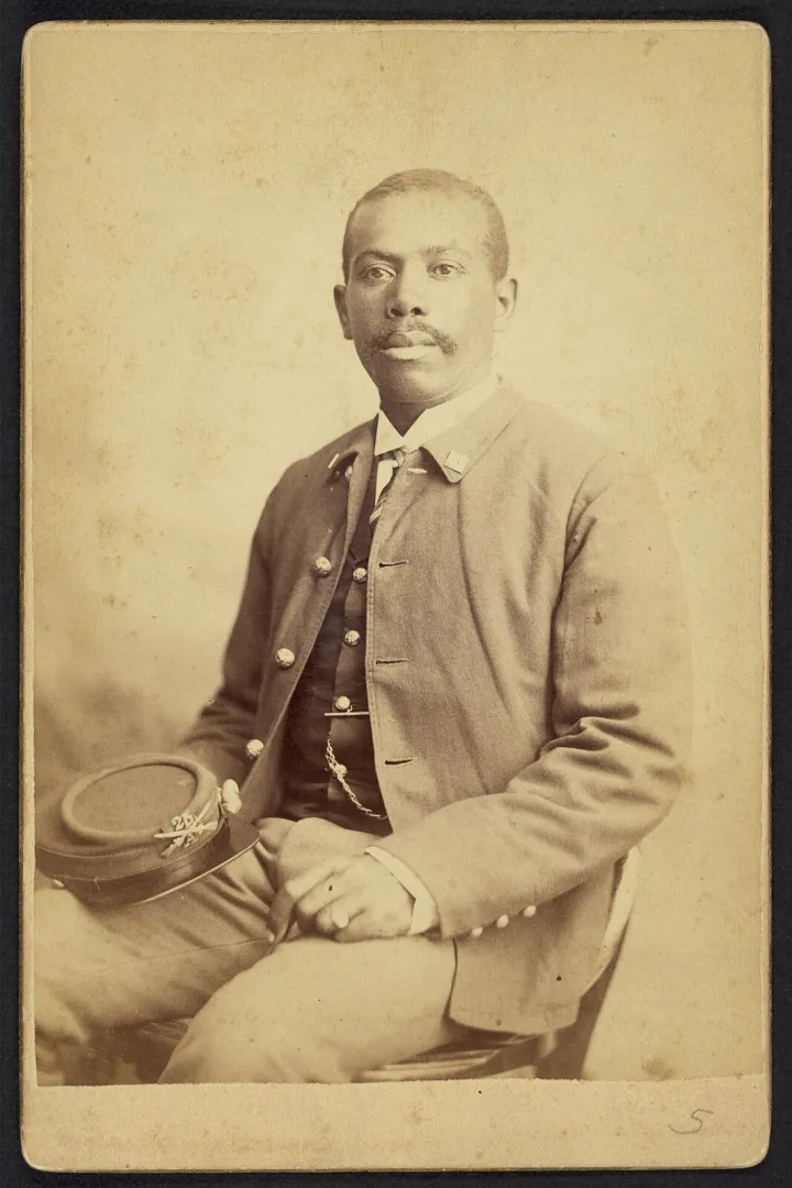 Studio portrait of a Black soldier of the 25th Infantry Regiment