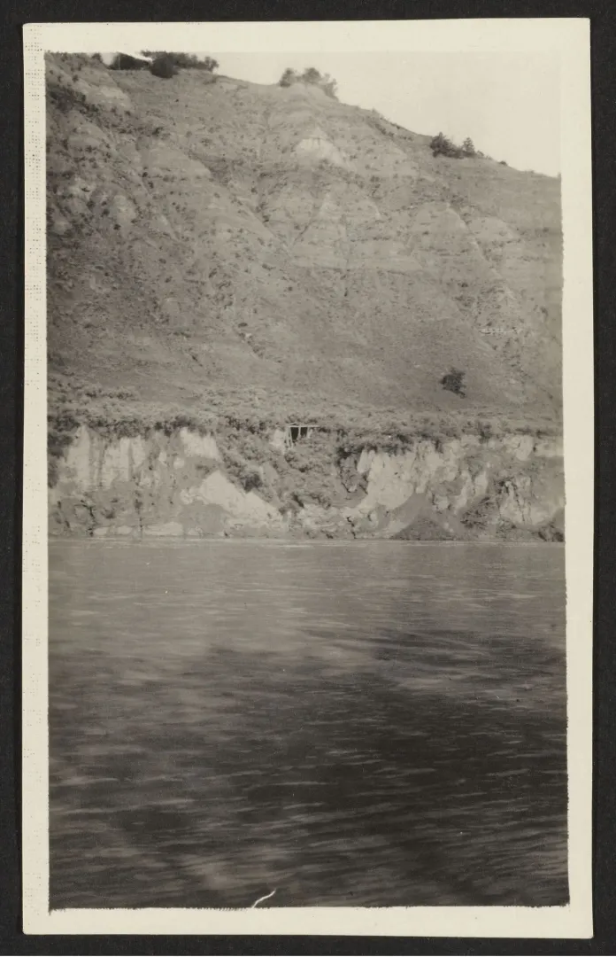 A rough cabin along the ice-lined Little Missouri, outlaw country of the Badlands