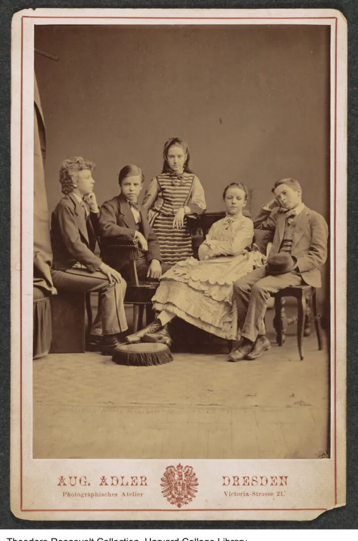 The Roosevelt children with the Dresden Literary American Club, 1873