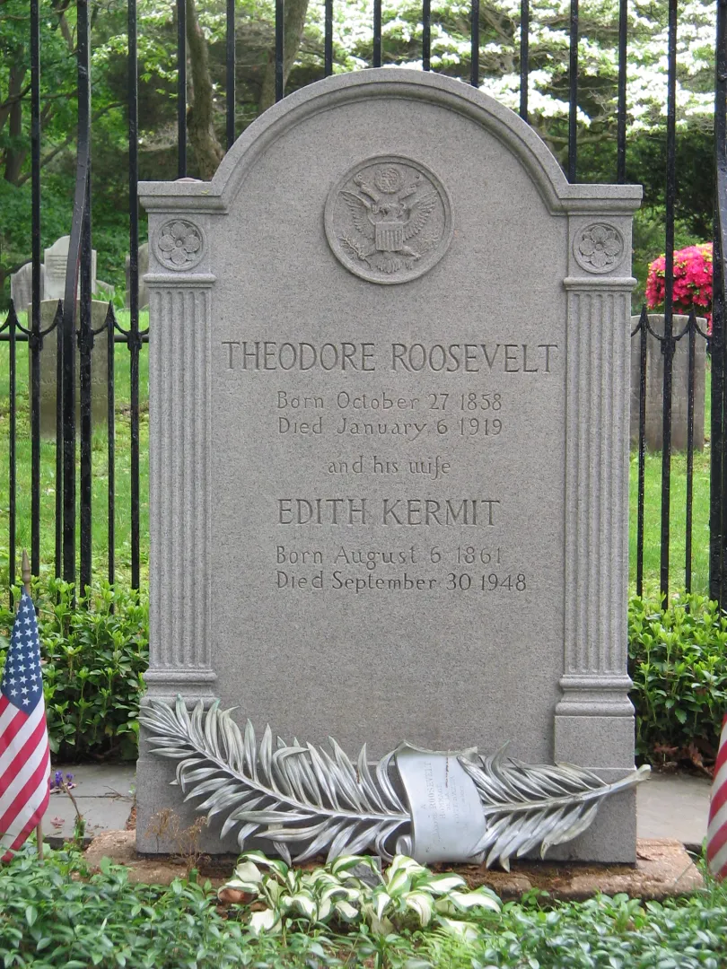 Theodore Roosevelt's grave marker at Youngs Memorial Cemetery