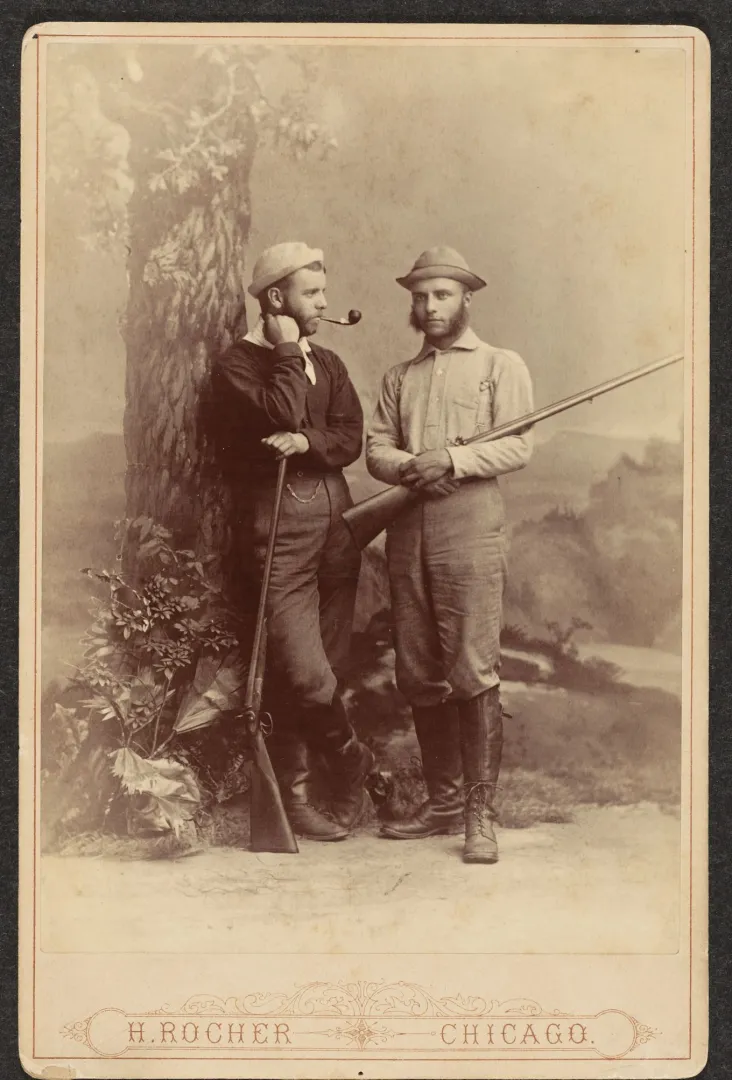 Theodore and Elliott Roosevelt in hunting attire