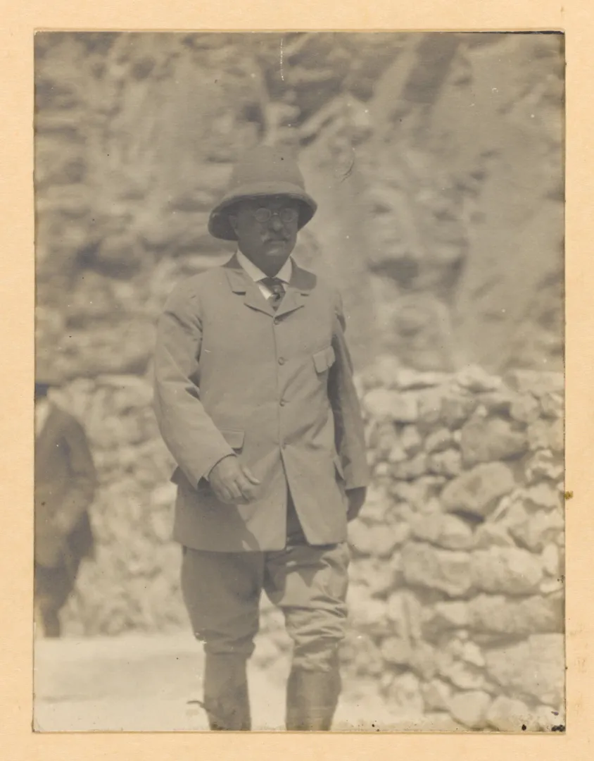 Theodore Roosevelt in safari clothing in the field during his African expedition