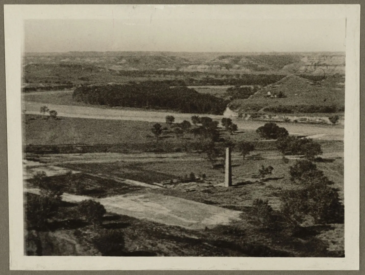 The ruins and brick smokestack of the Marquis de Morès's abattoir at Medora