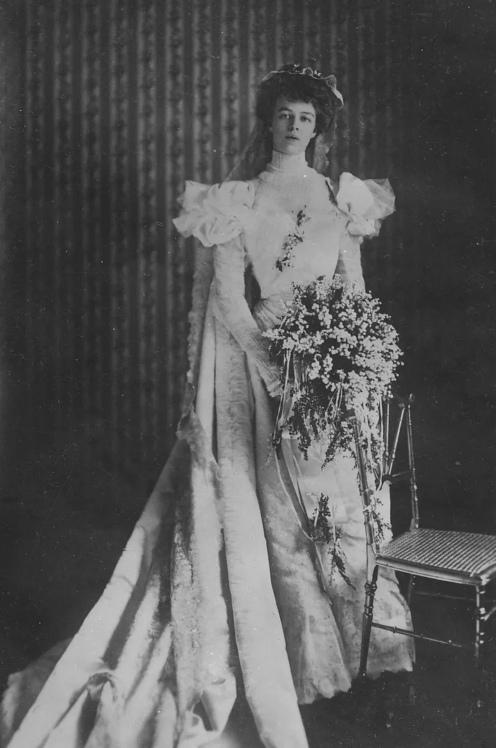 Eleanor Roosevelt in her wedding dress, 1905